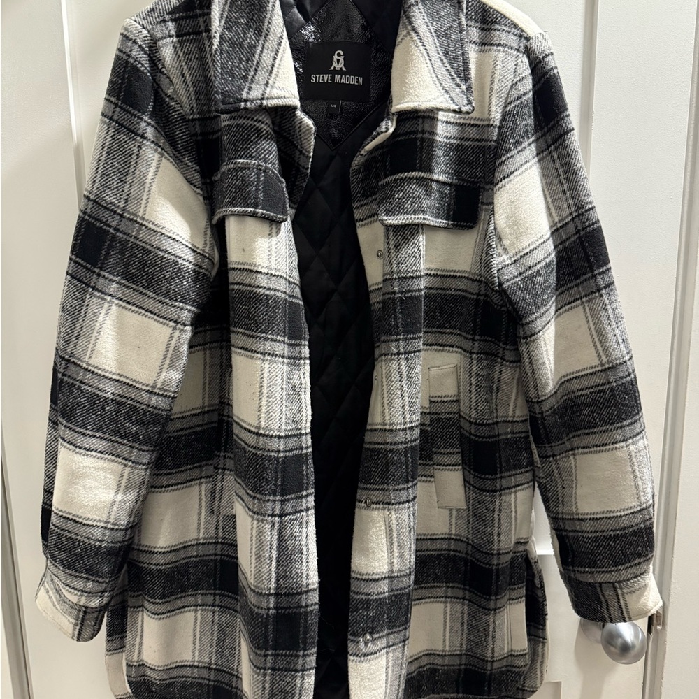 🔥Host Pick🔥Steve Madden Quilted Plaid Jacket - Black and Cream